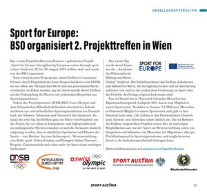 Sport for Europe im Sport Austria Magazin 3/19