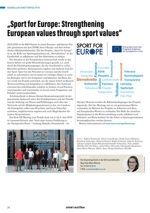 Sport for Europe im Sport Austria Magazin 2/19